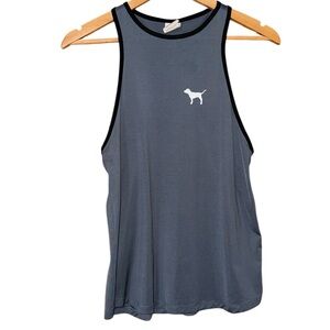 •PINK•VSP GRAY WITH BLACK TRIM LOGO HI-NECK RACERBACK TANK TOP SIZE XS